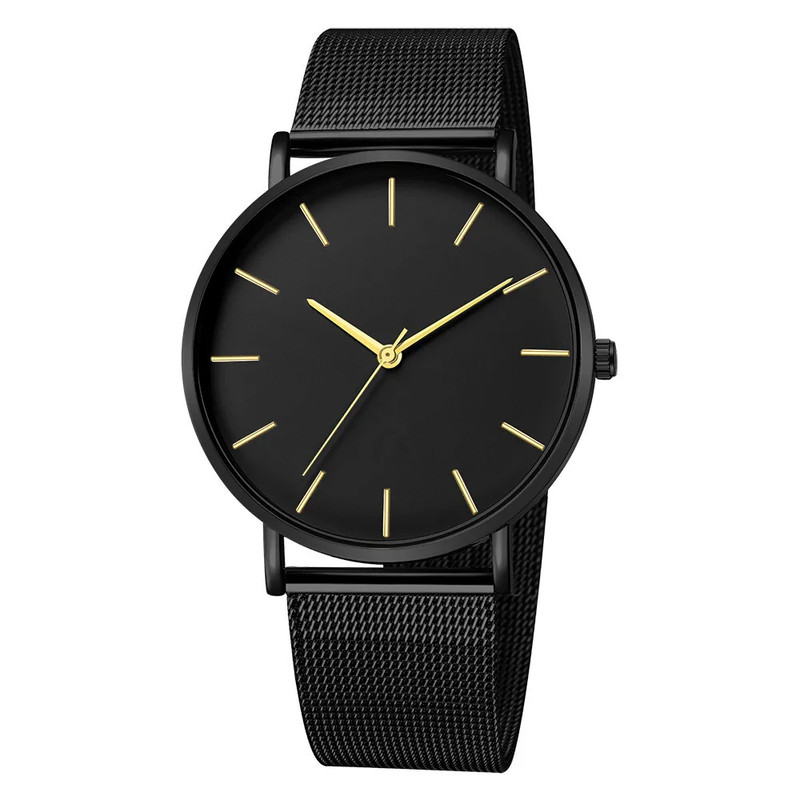 Simple Men Business Stainless Steel Mesh Belt Quartz Watch, Ultra Thin Fashion Watch, Casual Relogio Masculino