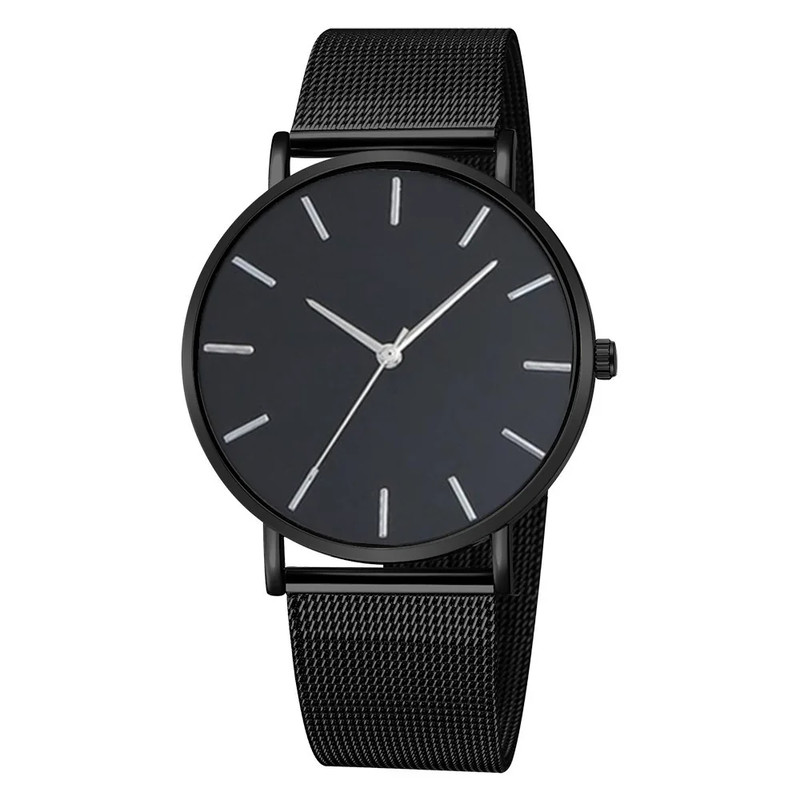Simple Men Business Stainless Steel Mesh Belt Quartz Watch, Ultra Thin Fashion Watch, Casual Relogio Masculino