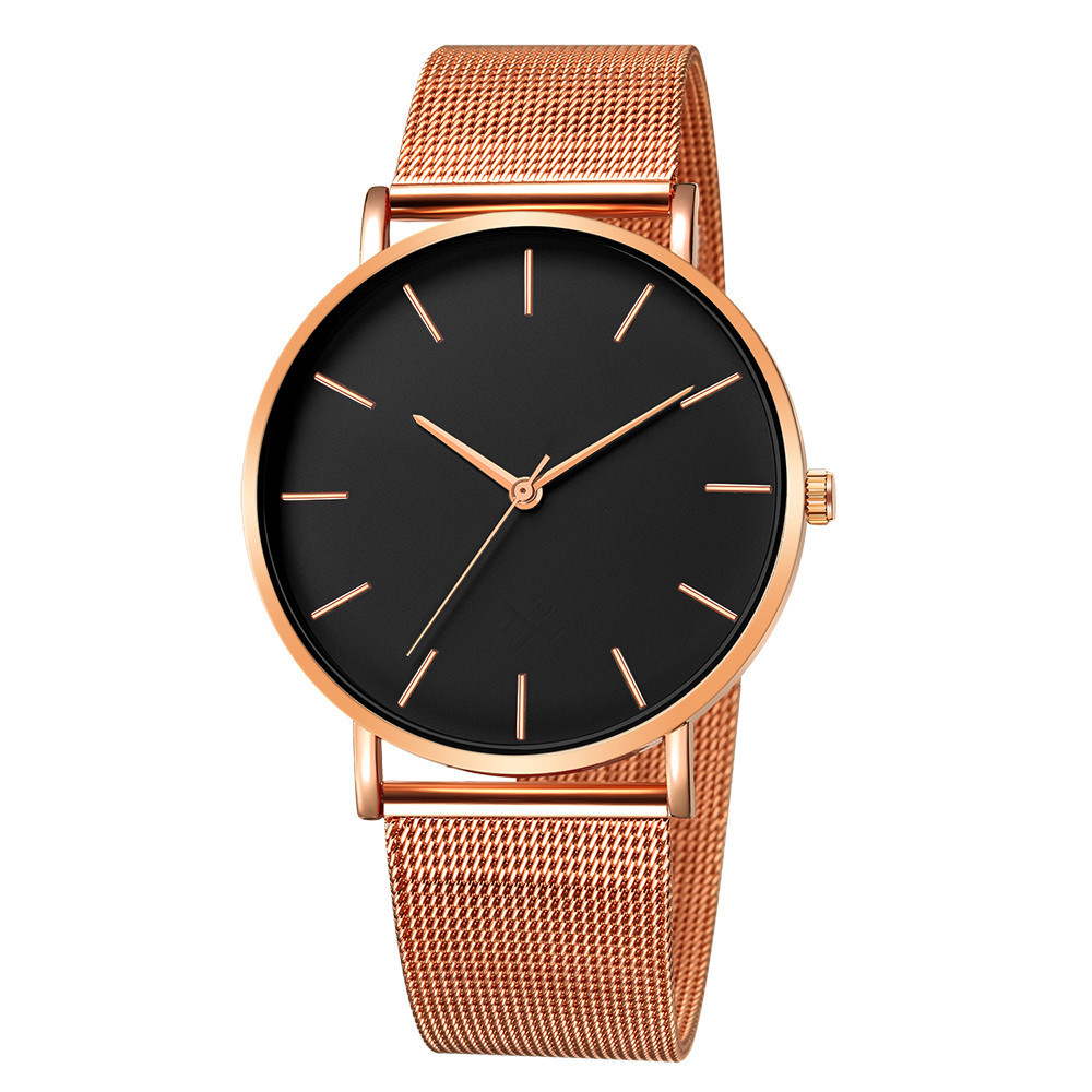 Simple Men Business Stainless Steel Mesh Belt Quartz Watch, Ultra Thin Fashion Watch, Casual Relogio Masculino
