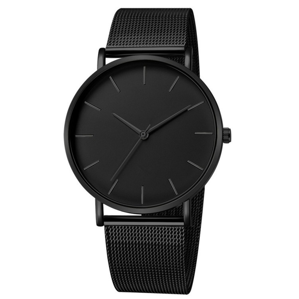 Simple Men Business Stainless Steel Mesh Belt Quartz Watch, Ultra Thin Fashion Watch, Casual Relogio Masculino