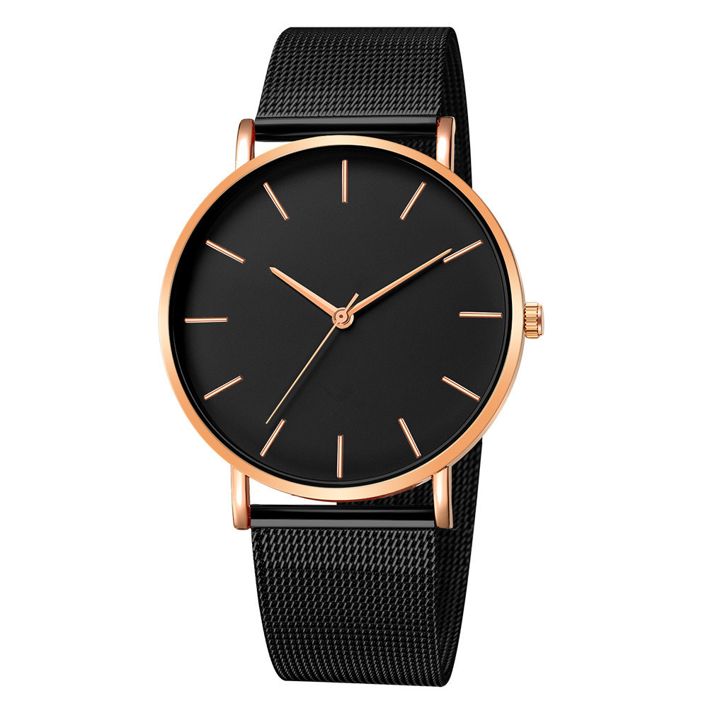 Simple Men Business Stainless Steel Mesh Belt Quartz Watch, Ultra Thin Fashion Watch, Casual Relogio Masculino