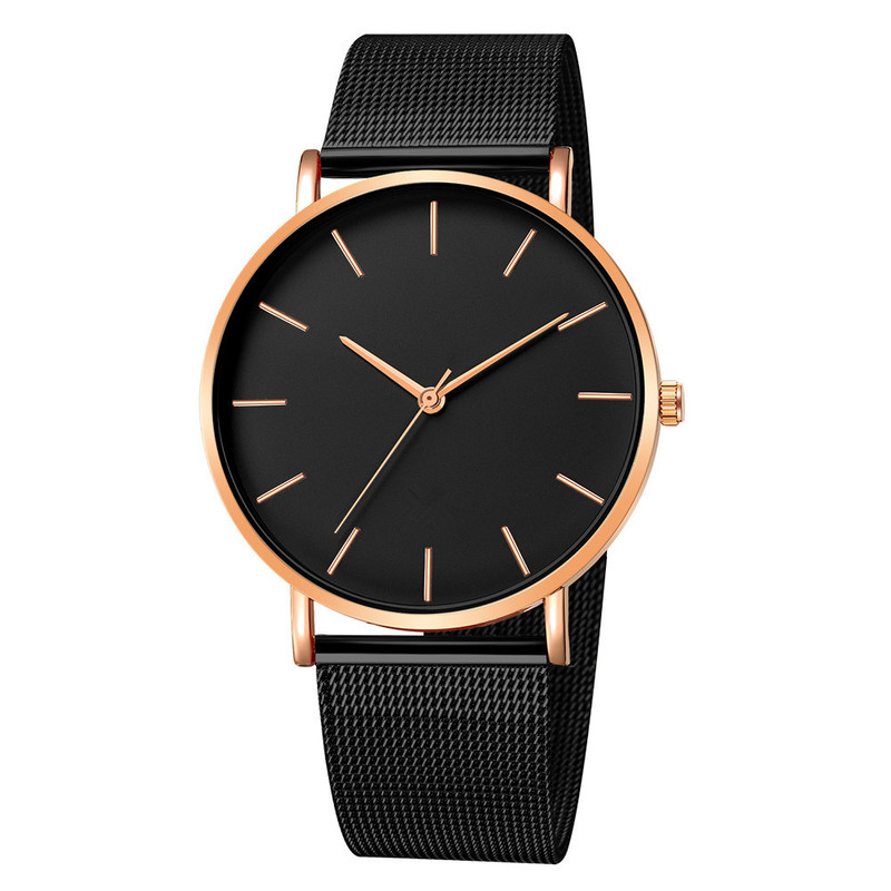 Simple Men Business Stainless Steel Mesh Belt Quartz Watch, Ultra Thin Fashion Watch, Casual Relogio Masculino