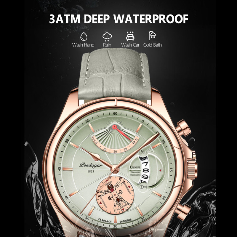 Luxury Business Men Quartz Wristwatch Waterproof Luminous Date Leather Man Watch Fashion Reloj Homb 2