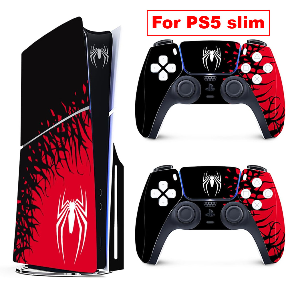 Vinyl Cover Skins For Playstation 5 Slim Console Superhero Skin Wraps Set For PS5 Disc Edition Cont 5