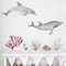 Underwater World Fish Wall Stickers, Waterproof Watercolor Coral Ocean Wall Decals for Bathroom, Nursery, Baby Room