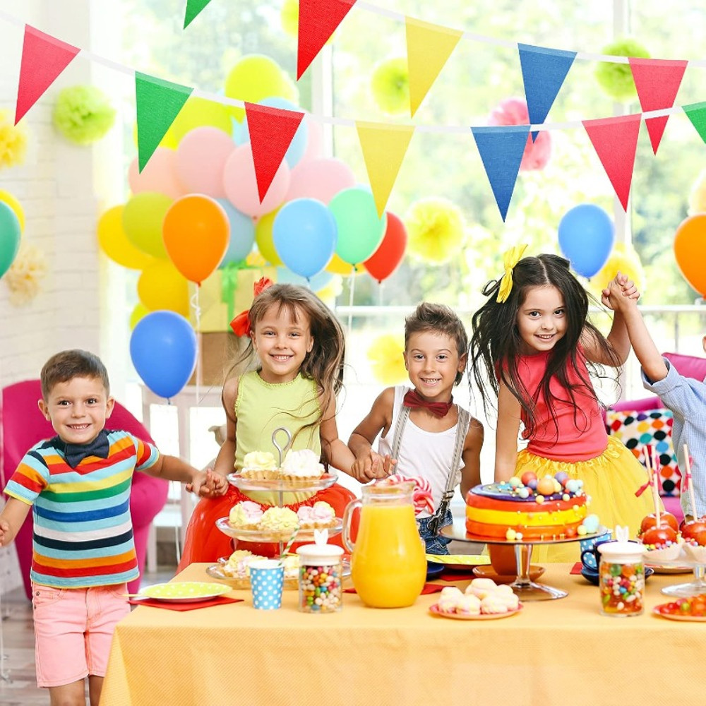 Multicolors Triangle Flags Bunting Banner Nylon Fabric Pennant For Festival Outdoor Wedding Home H 1