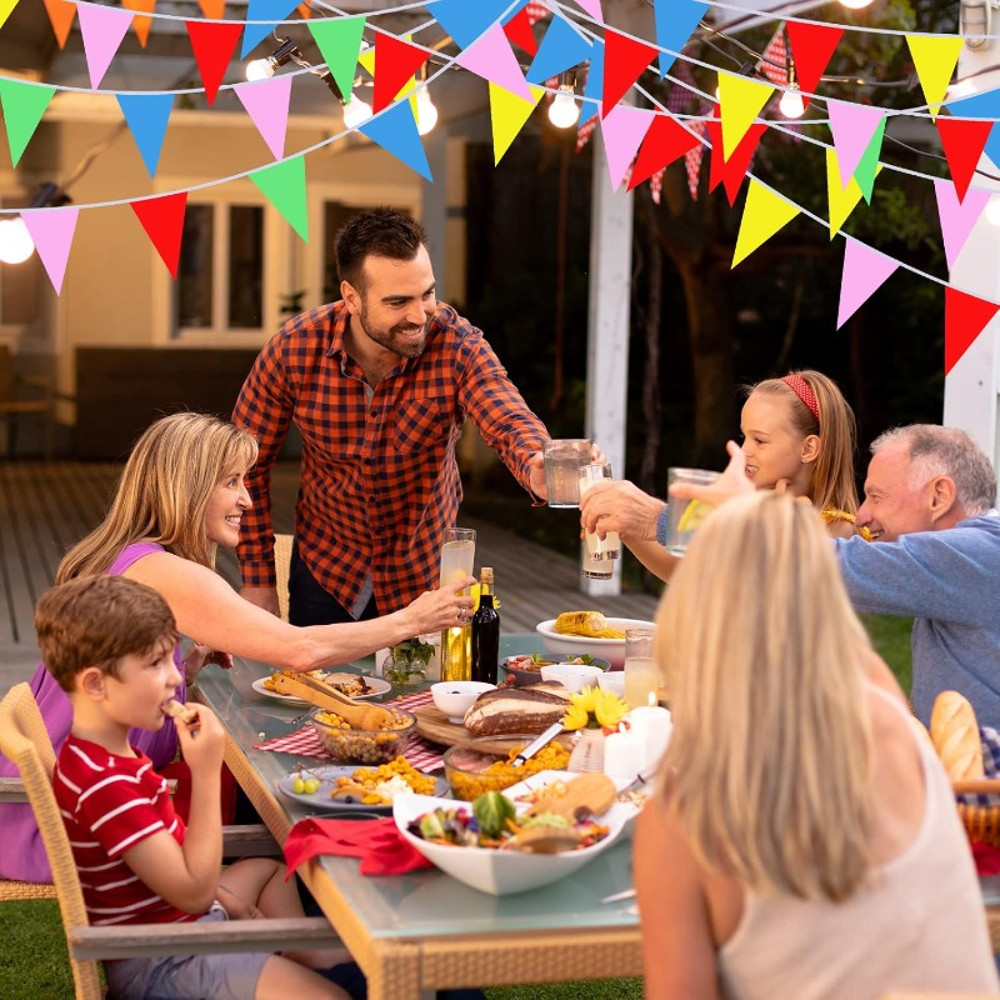 Multicolors Triangle Flags Bunting Banner Nylon Fabric Pennant For Festival Outdoor Wedding Home H 3