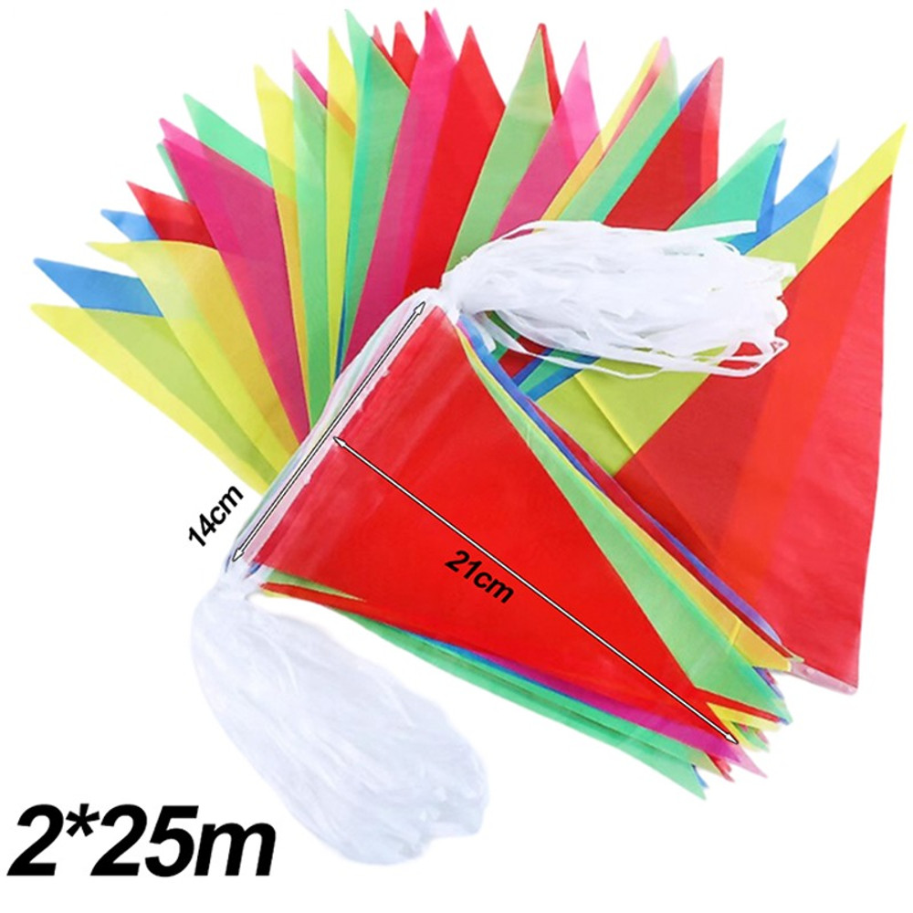 Multicolors Triangle Flags Bunting Banner Nylon Fabric Pennant For Festival Outdoor Wedding Home H 4