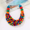 African Style Multi-Layer Wooden Bead Necklace, Handmade Beaded Bib Choker for Women, Summer Jewelry Accessories