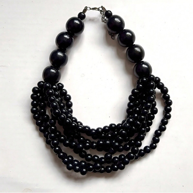 African Style Multi-Layer Wooden Bead Necklace, Handmade Beaded Bib Choker for Women, Summer Jewelry Accessories