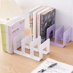 4 grid bookends stand, sturdy bookshelf desktop decor & storage rack book holder for school, office & home organization