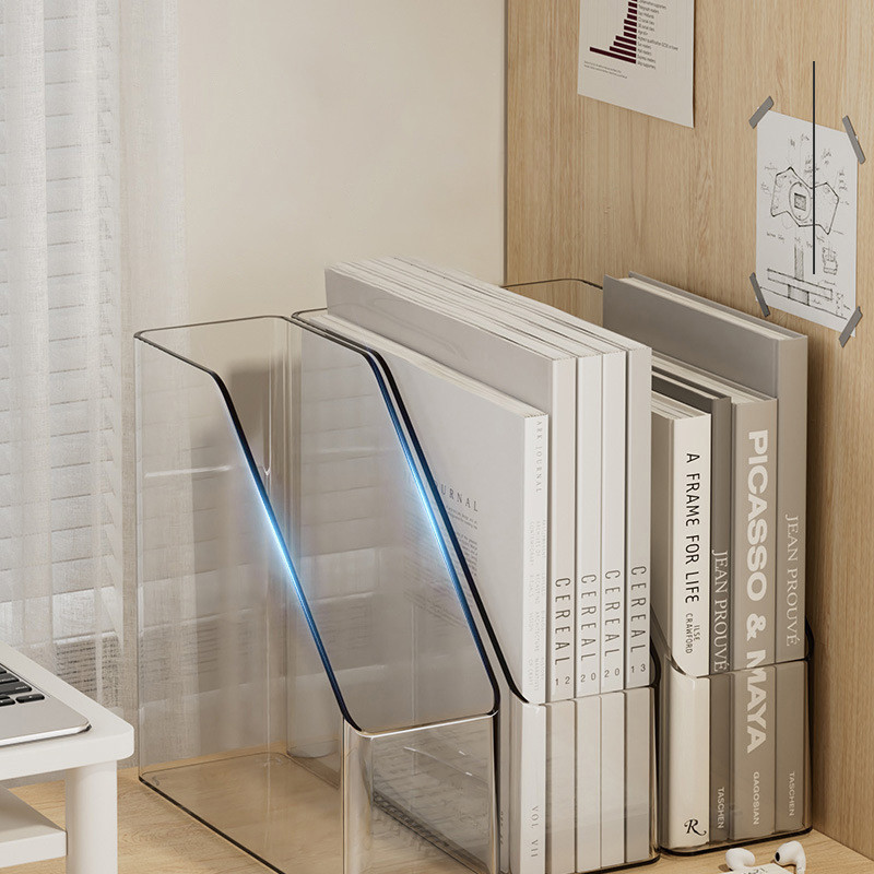 Convenient Clear Acrylic Bookends, Single Slot Desk Organizer for Books, Documents & Study Supplies