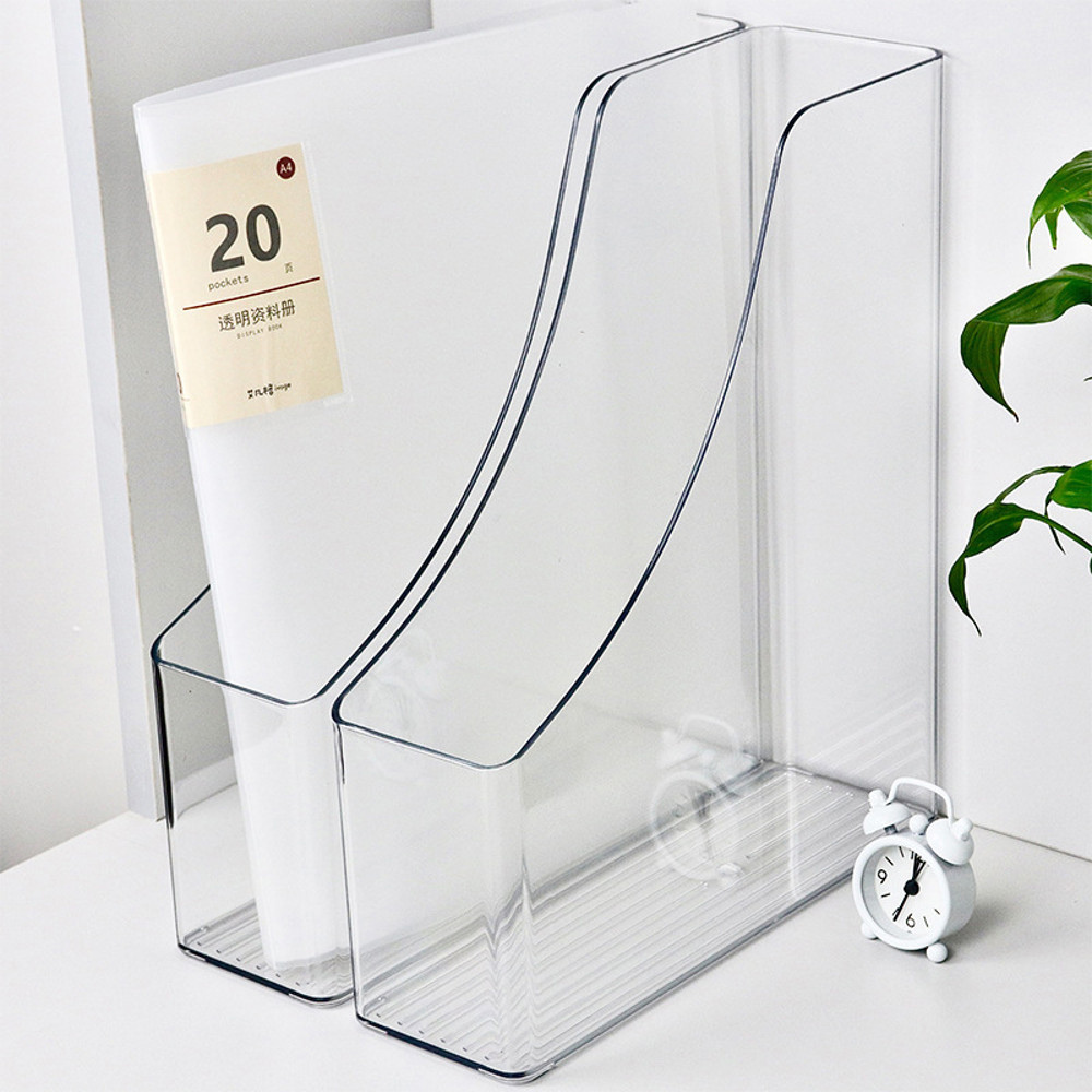 Convenient Clear Acrylic Bookends, Single Slot Desk Organizer for Books, Documents & Study Supplies