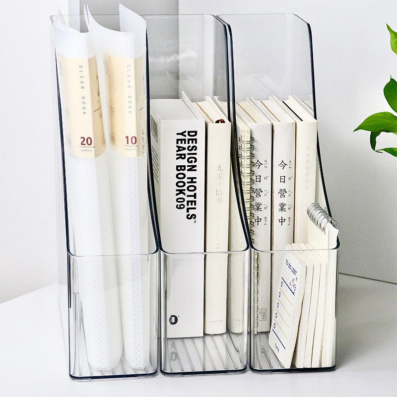 Convenient Clear Acrylic Bookends, Single Slot Desk Organizer for Books, Documents & Study Supplies