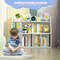 3-Tier Kids Bookshelf with 2 Rotating Shelves, Multi-Functional Toddler Bookcase & Toy Organizer for Nursery, Playroom