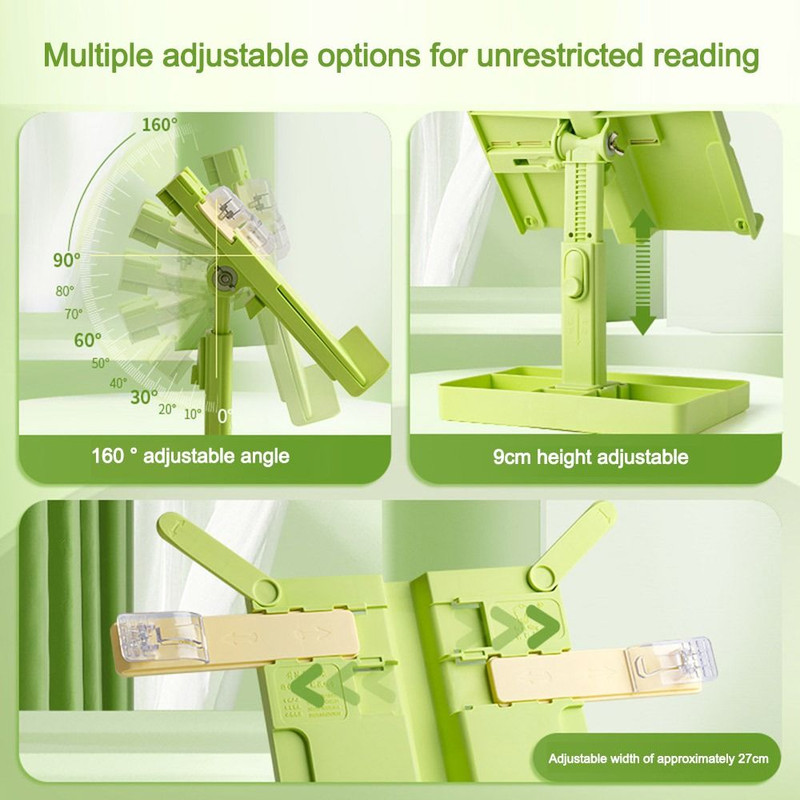 Adjustable Liftable Reading Rack, Large Capacity Book Holder with Pencil Case Base Reading Storage Artifact for Books