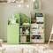 Children Treehouse Bookcase & Toy Storage, Green Kids Book Shelf for Toddler Rooms, Baby Bookshelf with Doors