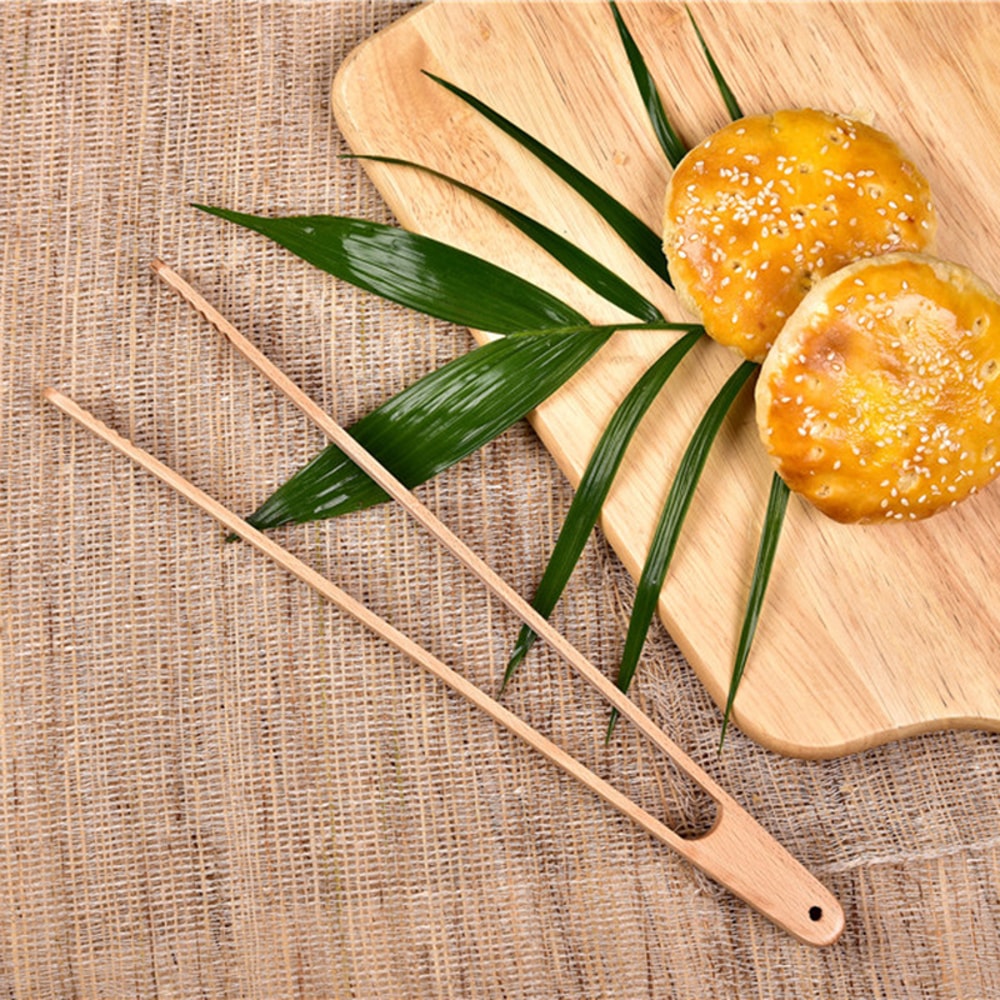 Japanese Wooden Food Clip for Salad Bread Toast, Steak BBQ Tongs, Grilling Cooking Baking Tools, Kitchen Gadgets