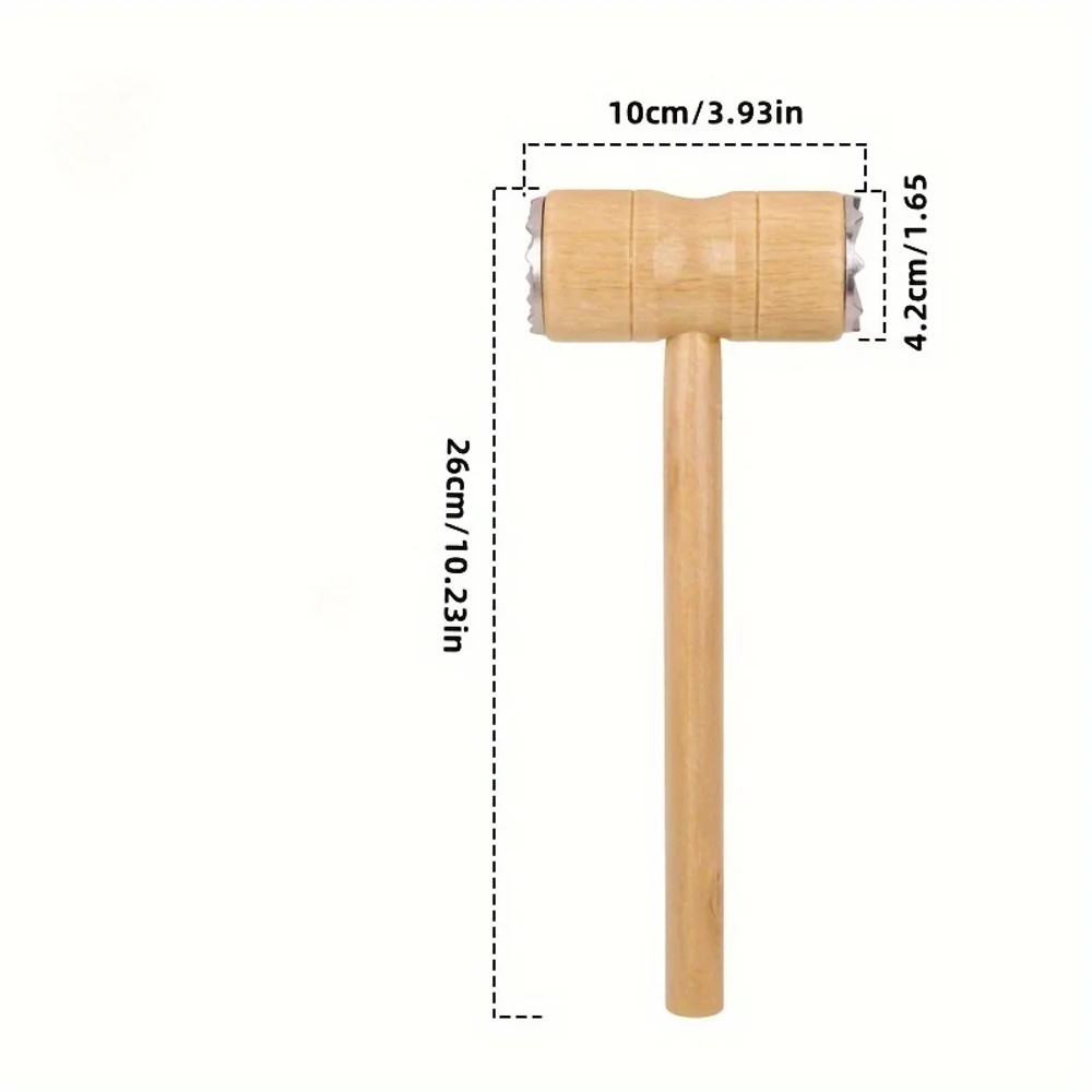 Double Sided Wooden Handle Meat Tenderizer, Steak Mallet Tool, Essential Kitchen Gadget for Tenderizing, Sinew Breaking