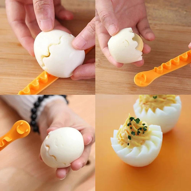 Boiled Eggs Cutter Set, Cute Eggshell Shape Kitchen Tool, Flower Shaper for Bento Cut, Fancy Egg Cooking Gadgets