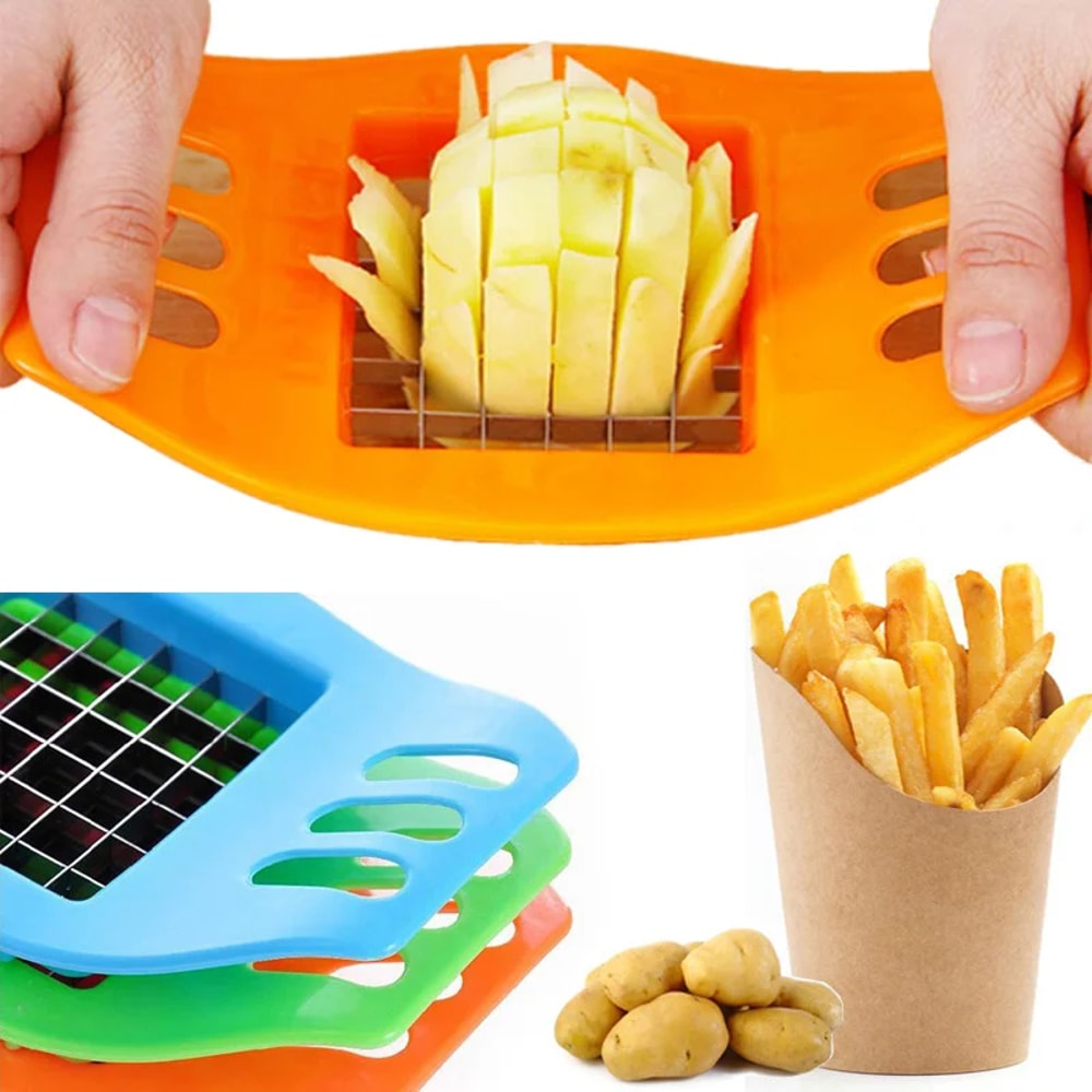 Stainless Steel French Fry Potato Chip Cutter, Vegetable Carrot Chopper, Easy Cut Kitchen Gadgets for Home Cooks