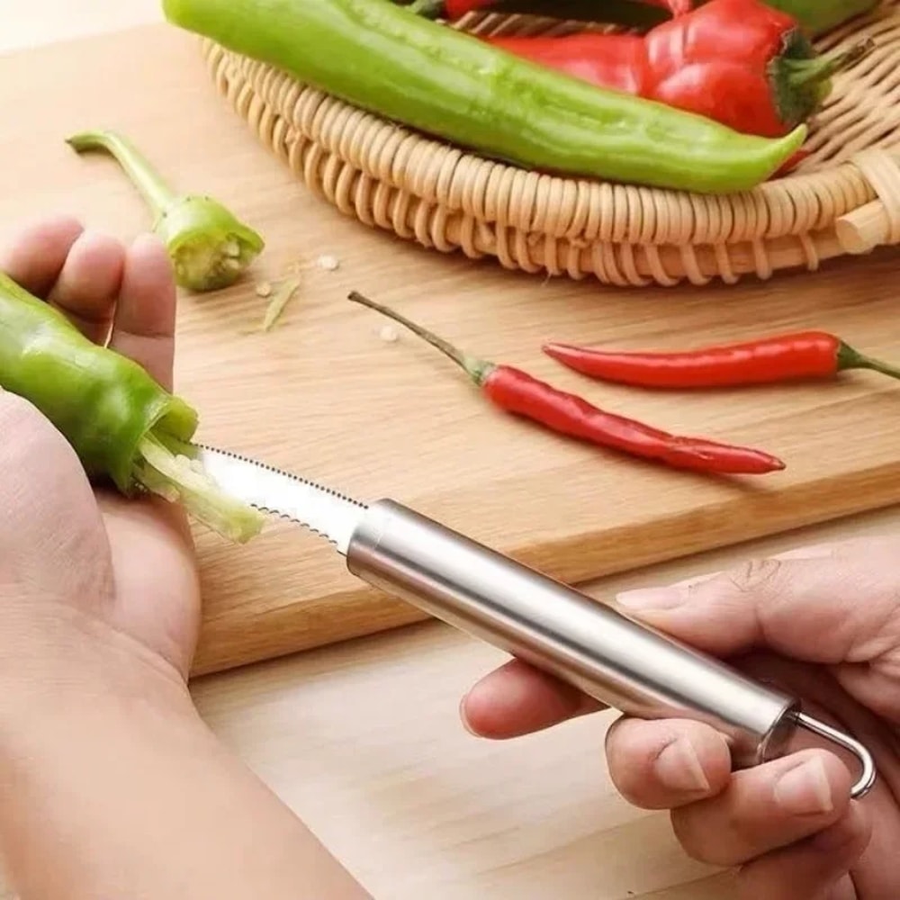 Jalapeno Pepper Corer Tool, Pepper Core Remover for Chili Deseeding, Sharp Edge Vegetable Seed Remover Kitchen Gadget