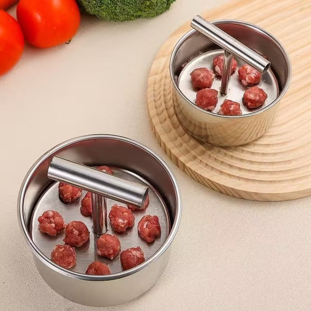 Multi-functional Stainless Steel Meatball Maker Manual Press Tool, Cooking Mold for Kitchen, Household Meat Balls Gadget