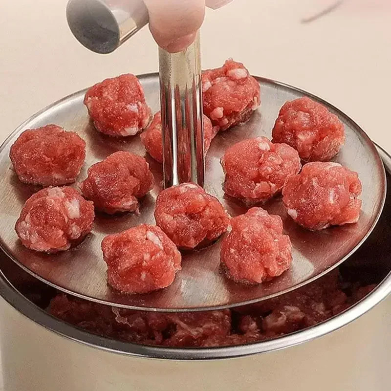Multi-functional Stainless Steel Meatball Maker Manual Press Tool, Cooking Mold for Kitchen, Household Meat Balls Gadget
