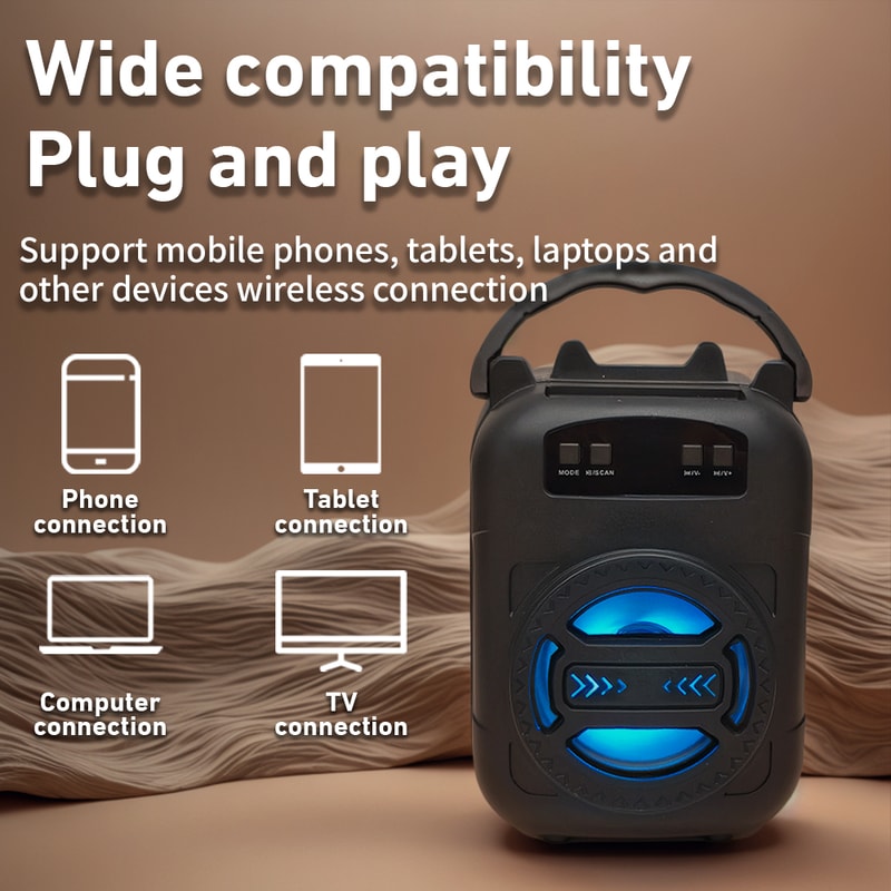 Portable Wireless Sound Box Subwoofers, New Bluetooth Speaker LED Light, Home Outdoor Square Dancing Speaker