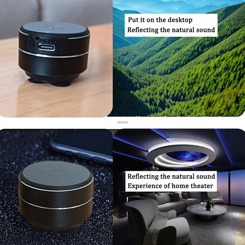 Portable Mini Bone Conduction Speaker Vibration Stereo Audio, TWS Wireless Bluetooth, Digital Metal Speaker