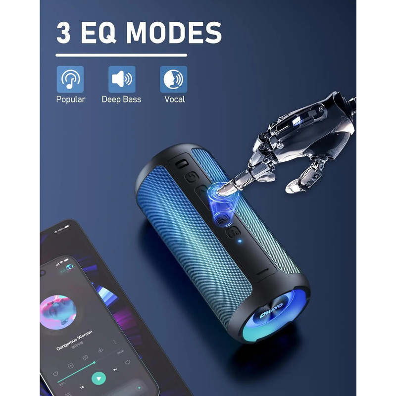 Portable Bluetooth Speaker, True Wireless Stereo, Waterproof Outdoor Speakers, LED Light, TF Card, Bass Boost