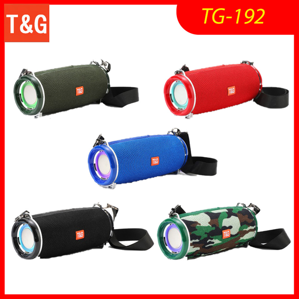 Waterproof Outdoor Subwoofer Stereo Speaker, 2400MAH TG192 Bluetooth Boombox, RGB LED Light Wireless Speaker for Travel