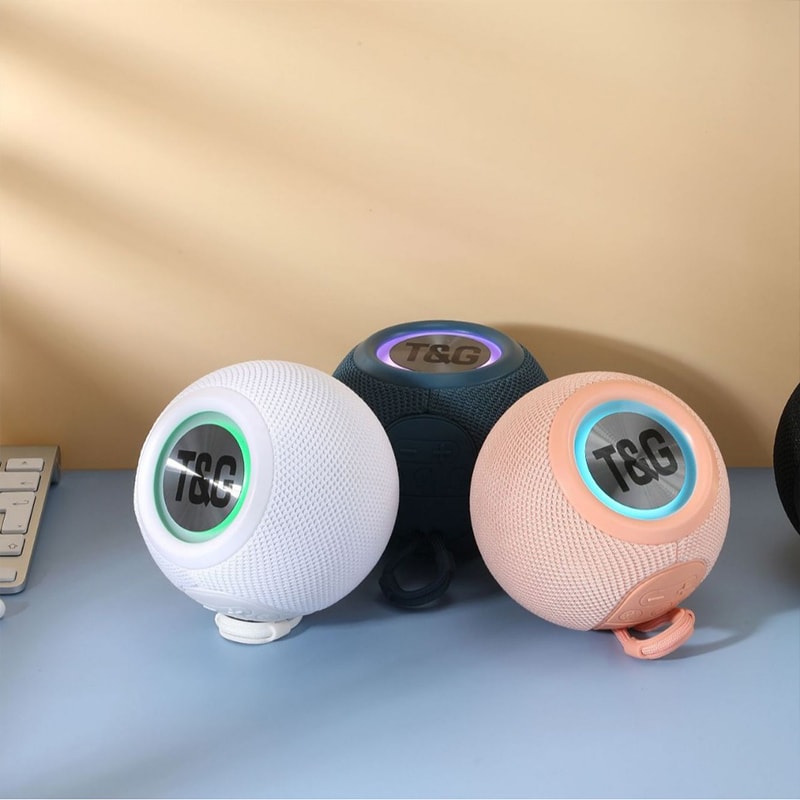 Mini Bass Boombox LED Loudspeaker, Bluetooth Speaker Portable TWS Wireless, IPX7 Outdoor BT AUX FM Music Player