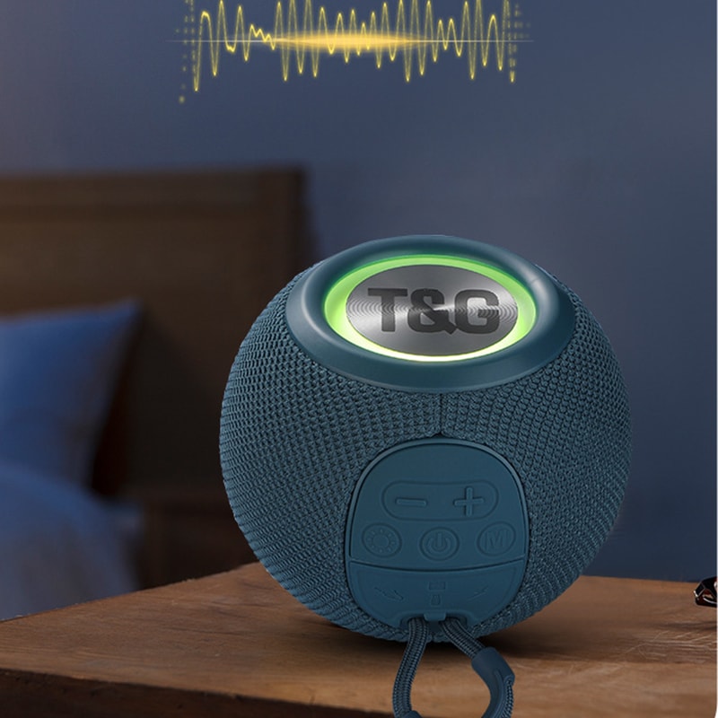 Mini Bass Boombox LED Loudspeaker, Bluetooth Speaker Portable TWS Wireless, IPX7 Outdoor BT AUX FM Music Player