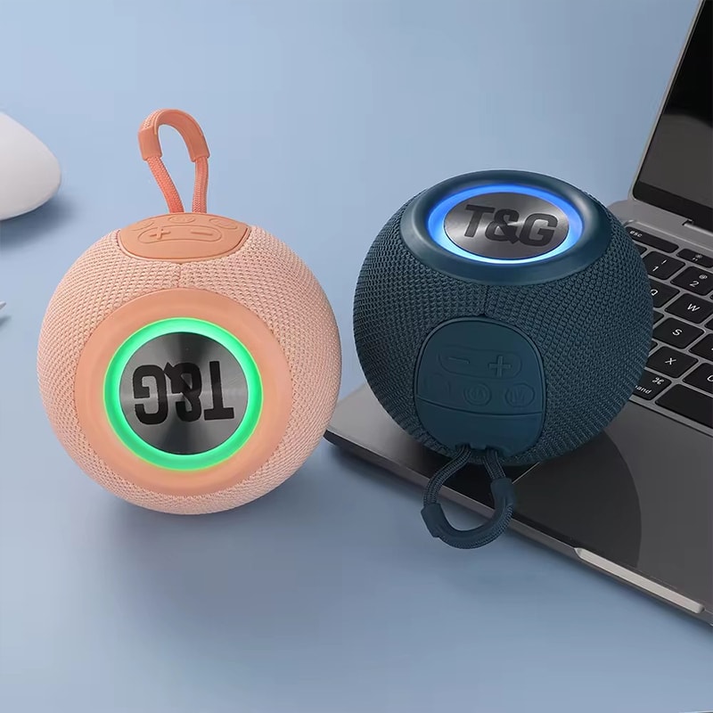 Mini Bass Boombox LED Loudspeaker, Bluetooth Speaker Portable TWS Wireless, IPX7 Outdoor BT AUX FM Music Player