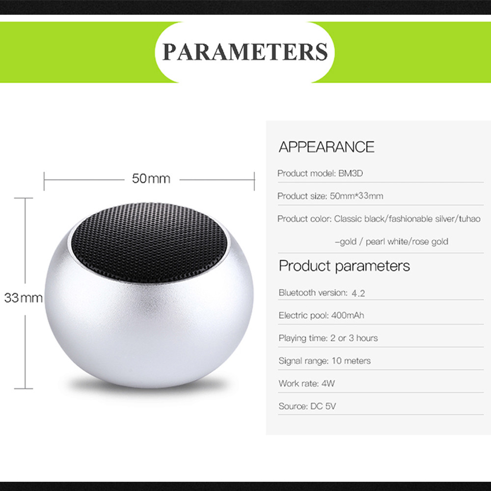 TWS Bluetooth Wireless 5.3 Speaker Portable, Heavy Subwoofer Small Steel Gun Metal, Outdoor Mini Stereo Speaker