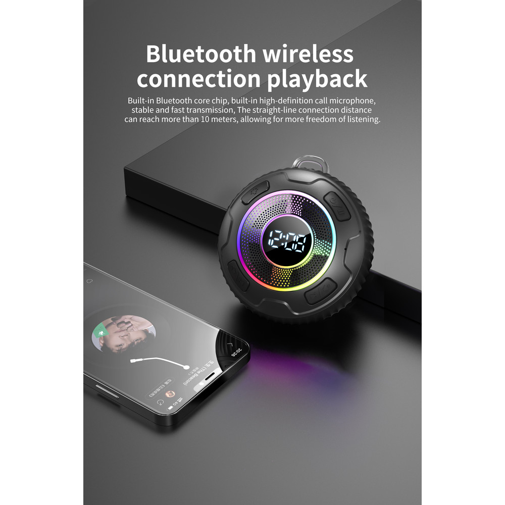 ENC Bluetooth Shower Speaker, Wireless Speaker S5 IPX7 Waterproof, Subwoofer Bass, Built-in Mic, 10H Battery