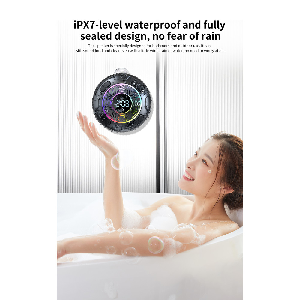 ENC Bluetooth Shower Speaker, Wireless Speaker S5 IPX7 Waterproof, Subwoofer Bass, Built-in Mic, 10H Battery
