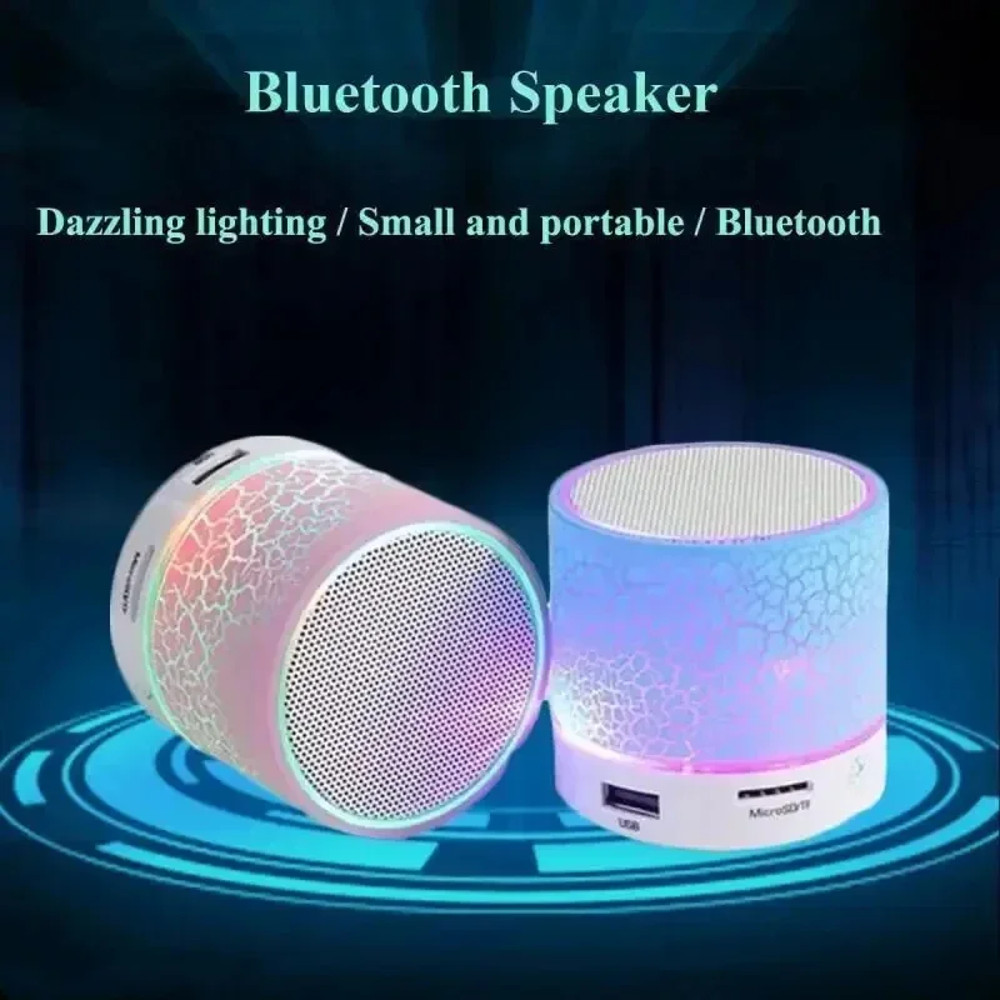 Mini Bluetooth Speaker Wireless Loudspeaker, Crack LED, TF Card USB Subwoofer, Portable MP3 Player for Smartphone