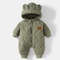 Autumn Winter Hooded Baby Rompers, Newborn Infant Fleece Padded One Piece, Cartoon Outdoor Outfit for Boys and Girls