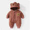 Autumn Winter Hooded Baby Rompers, Newborn Infant Fleece Padded One Piece, Cartoon Outdoor Outfit for Boys and Girls