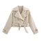 Womens Trench Coat Wind Style Double Breasted Belted Lapel Jacket Short Long Sleeve Coat 7