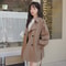 Coffee Short Trench Coat, Womens Loose Fit, Lantern Sleeve Coat, Spring Autumn Style, Elegant Outerwear
