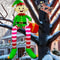 Christmas Inflatable Sitting Elf Builtin LED Outdoor Beam Roof Tree Party Yard Decoration 1