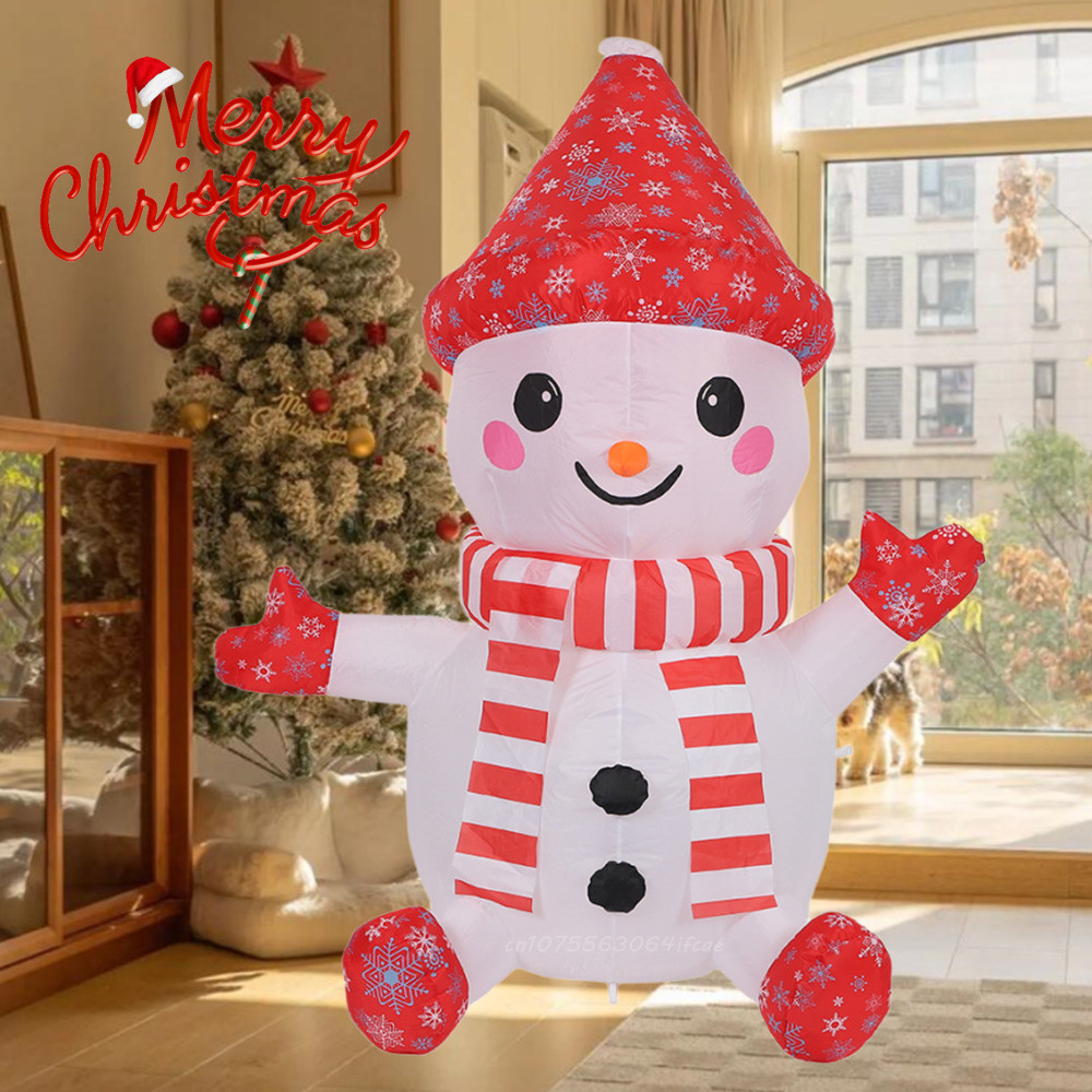 Christmas Inflatable Cute Snowman Builtin LED Light Sitting Snowman For Outdoor Party Garden And Ya 1