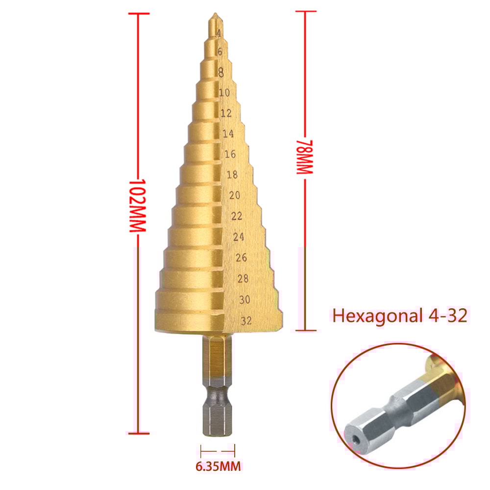 High Speed Steel Metal Wood Cutter HSS Titanium Coated Step Drill Bit Cone Drilling Tool 1