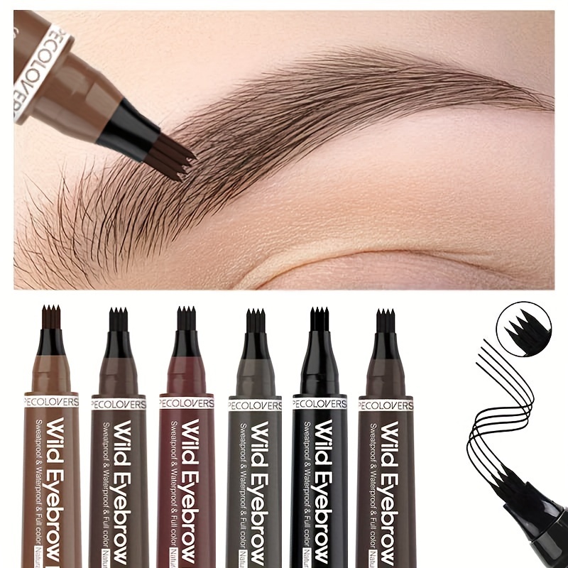 Split Tip Eyebrows Pen, Eyebrow Tattoo Pen Waterproof, Eyebrow Pen Waterproof, Liquid Black Eyebrow Makeup Pencil