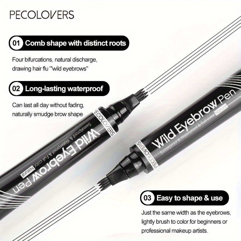 Split Tip Eyebrows Pen, Eyebrow Tattoo Pen Waterproof, Eyebrow Pen Waterproof, Liquid Black Eyebrow Makeup Pencil
