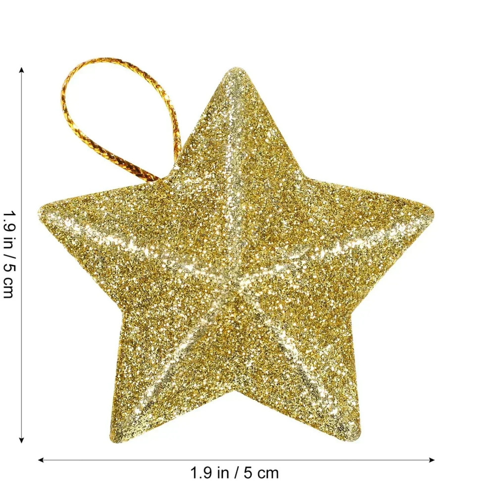 Christmas Decorations For Home 24pcs Gold Glitter Star Ornaments Navidad New Year Party Decoration 2