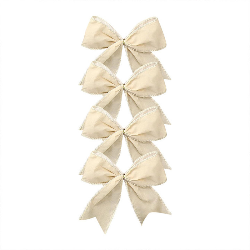 DIY Red Fabric Christmas Tree Bows Christmas Bow Decoration Wreath Decoration Bow Hanging Festive O 5